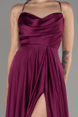 Abschlusskleid Lang Satin Pflaume ABU4017