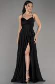 Abschlusskleid Lang Satin Schwarz ABU4017