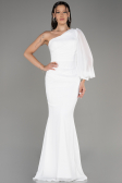 Weiß Abendkleid Chiffon Lang ABU3677