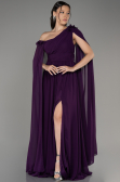Abendgarderobe in Großen Größen Lang Chiffon Violett dunkel ABU4002