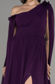 Abendgarderobe in Großen Größen Lang Chiffon Violett dunkel ABU4002