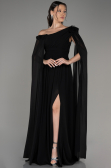 Abendkleid Lang Chiffon Schwarz ABU4001