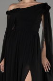 Abendkleid Lang Chiffon Schwarz ABU4001