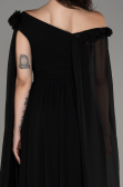 Abendkleid Lang Chiffon Schwarz ABU4001