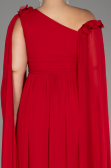 Abendgarderobe in Großen Größen Lang Chiffon Rot ABU4002