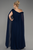 Abendgarderobe in Großen Größen Lang Chiffon Marineblau ABU4002