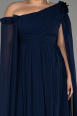 Abendgarderobe in Großen Größen Lang Chiffon Marineblau ABU4002