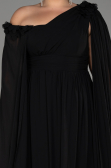 Abendgarderobe in Großen Größen Lang Chiffon Schwarz ABU4002
