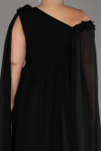 Abendgarderobe in Großen Größen Lang Chiffon Schwarz ABU4002