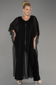 Schwarz Einladungskleid In Übergröße Chiffon ABT112