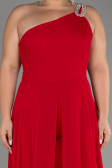 Einladungskleid In Übergröße Chiffon Rot ABT119
