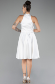Abendkleid Kurz Satin Weiß ABK2112