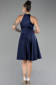 Abendkleid Kurz Satin Marineblau ABK2112