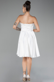 Partykleid Kurz Satin Weiß ABK2111