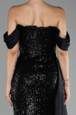 Abendkleid Lang Schuppig Schwarz ABU4085