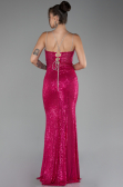 Abendkleid im Meerjungfrau-Stil Lang Fuchsie ABU3768
