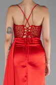Abendkleid Lang Satin Rot ABU4090