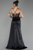 Abendkleid Lang Satin Schwarz ABU4090