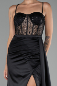 Abendkleid Lang Satin Schwarz ABU4090