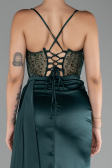 Abendkleid Lang Satin Smaragdgrün ABU4090