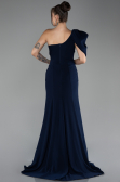Abendkleid im Meerjungfrau-Stil Lang Chiffon Marineblau ABU4091