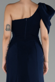 Abendkleid im Meerjungfrau-Stil Lang Chiffon Marineblau ABU4091