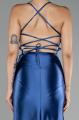 Abschlusskleid Lang Satin Indigo ABU2800