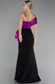 Abendkleid im Meerjungfrau-Stil Lang Fuchsie-Schwarz ABU4115