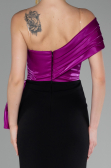 Abendkleid im Meerjungfrau-Stil Lang Fuchsie-Schwarz ABU4115
