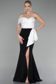 Abendkleid im Meerjungfrau-Stil Lang Schwarz-Weiß ABU4115