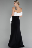 Abendkleid im Meerjungfrau-Stil Lang Schwarz-Weiß ABU4115