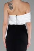 Abendkleid im Meerjungfrau-Stil Lang Schwarz-Weiß ABU4115