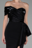 Abendkleid im Meerjungfrau-Stil Lang Schwarz ABU4115