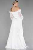 Abendkleid Lang Chiffon Weiß ABU4130