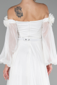 Abendkleid Lang Chiffon Weiß ABU4130