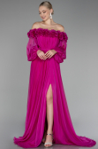 Abendkleid Lang Chiffon Fuchsie ABU4130