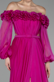 Abendkleid Lang Chiffon Fuchsie ABU4130