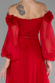 Abendkleid Lang Chiffon Rot ABU4130