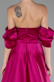 Abschlusskleid Lang Satin Fuchsie ABU4132