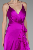 Abschlusskleid Vorne Kurz-Hinten Lang Satin Fuchsie ABO109