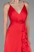 Abschlusskleid Vorne Kurz-Hinten Lang Satin Rot ABO109