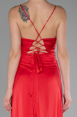 Abschlusskleid Vorne Kurz-Hinten Lang Satin Rot ABO109