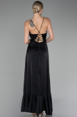 Abschlusskleid Vorne Kurz-Hinten Lang Satin Schwarz ABO109