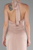 Abendkleid Lang Satin Beige ABU4109