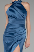 Abendkleid Lang Satin Indigo ABU4109