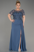 Indigo Verlobungskleid In Übergröße Chiffon Lang ABU3731