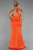 Abendgarderobe in Großen Größen Lang Satin Orange ABU4110
