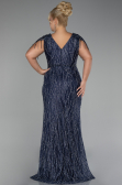Abendkleid in Übergröße Lang Marineblau ABU4146