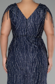 Abendkleid in Übergröße Lang Marineblau ABU4146