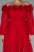 Abendgarderobe in Großen Größen Lang Chiffon Rot ABU4131